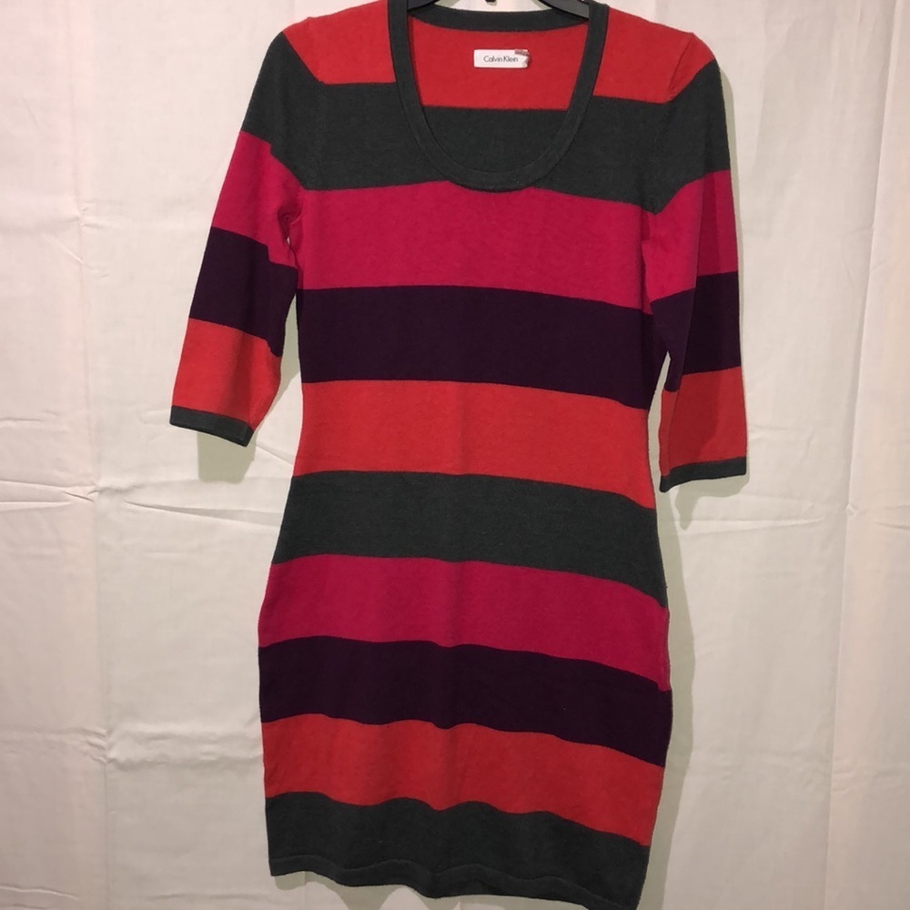 [CALVIN KLEIN] Striped Sweater Dress